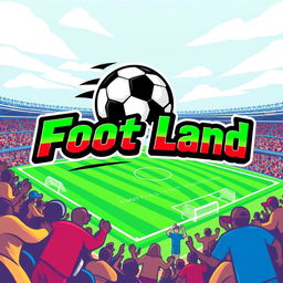 A stylized graphic design featuring a football profile with the name 'Foot Land'
