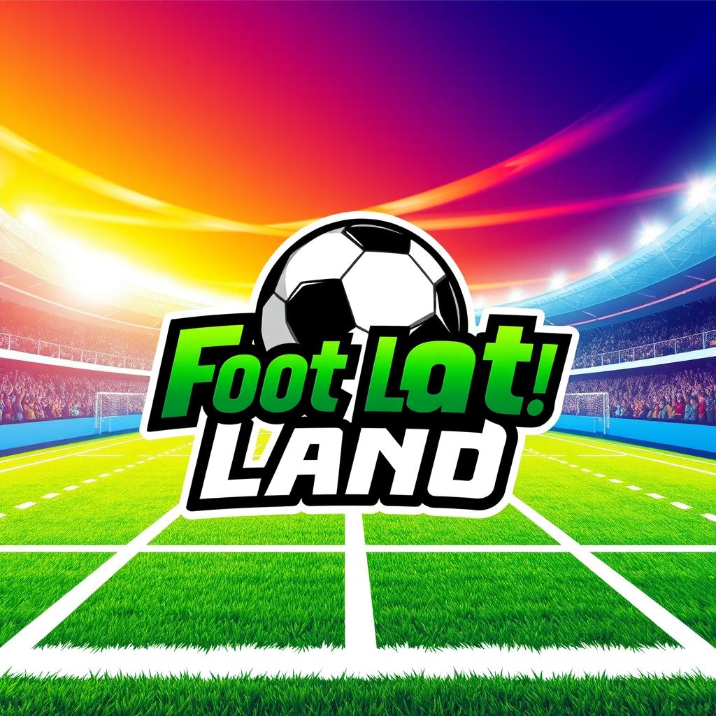 A stylized graphic design featuring a football profile with the name 'Foot Land'