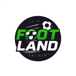 A modern and dynamic logo design for a football brand named 'FOOT LAND'