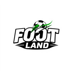 A modern and dynamic logo design for a football brand named 'FOOT LAND'