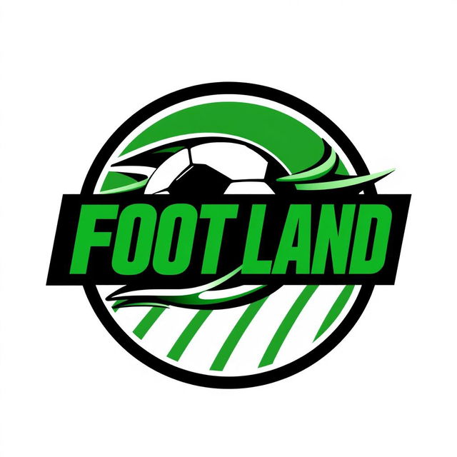 A modern and dynamic logo design for a football brand named 'FOOT LAND'