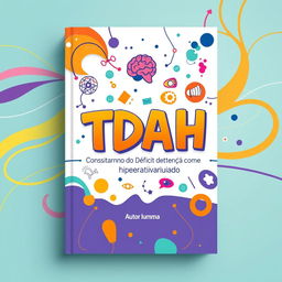 A flat A4 ebook cover design that highlights the theme of TDAH (Transtorno do Déficit de Atenção com Hiperatividade)