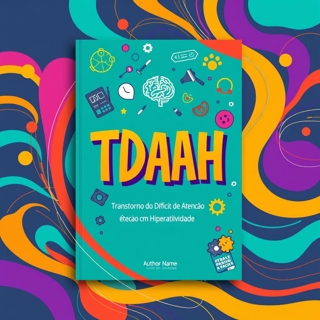 A flat A4 ebook cover design that highlights the theme of TDAH (Transtorno do Déficit de Atenção com Hiperatividade)