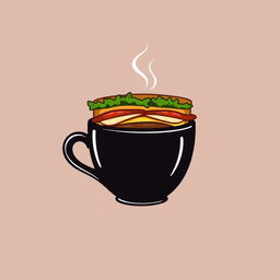 A sleek and modern logo design featuring a black coffee cup holding a sandwich