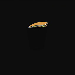 A minimalist logo design featuring a stylized black coffee cup, gracefully holding a sandwich