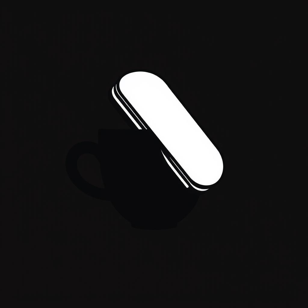 A minimalist logo design featuring a stylized black coffee cup, gracefully holding a sandwich
