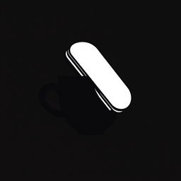 A minimalist logo design featuring a stylized black coffee cup, gracefully holding a sandwich