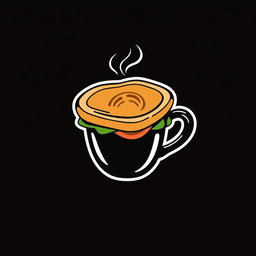 A sleek and modern logo featuring a stylized black coffee cup with a playful yet elegant design