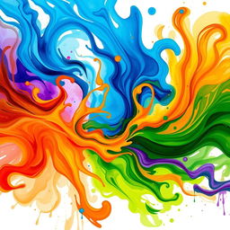 A vibrant, abstract representation of creativity and spontaneity, featuring swirling colors like electric blue, fiery orange, and vivid green