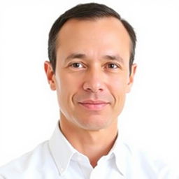 A professional headshot portrait of an adult person with a neutral expression, facing directly towards the camera
