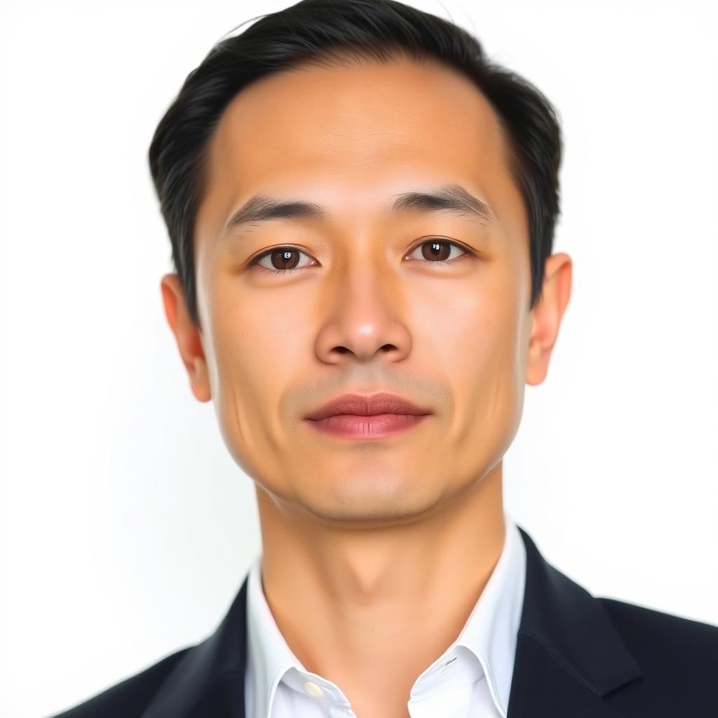A professional headshot portrait of an adult person with a neutral expression, facing directly towards the camera
