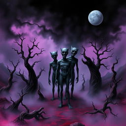 A surreal and eerie scene featuring an abstract representation of horror, blending elements of the macabre with a strange fascination