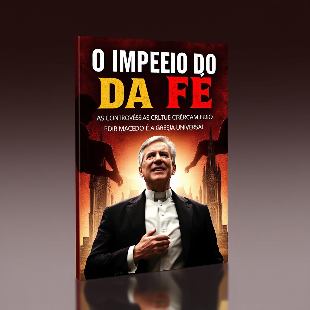 A captivating book cover design for 'O Império da Fé: As Controvérsias que Cercam Edir Macedo e a Igreja Universal'
