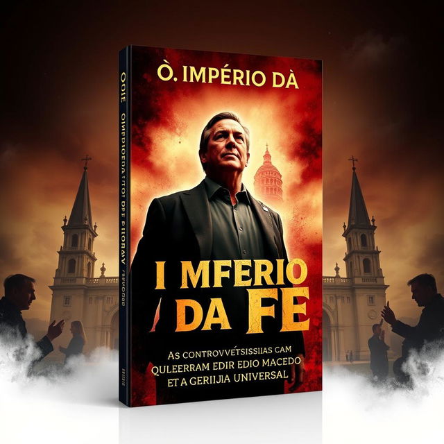 A captivating book cover design for 'O Império da Fé: As Controvérsias que Cercam Edir Macedo e a Igreja Universal'