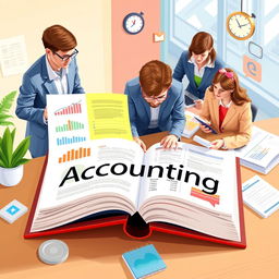 A visually engaging educational illustration that defines accounting