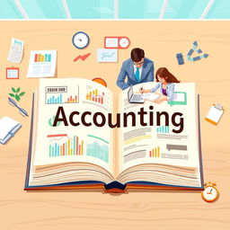 A visually engaging educational illustration that defines accounting