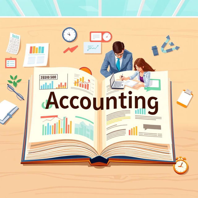 A visually engaging educational illustration that defines accounting