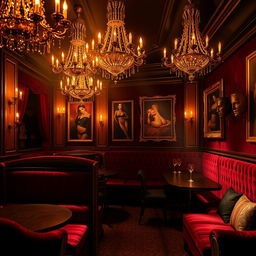 An enchanting background that illustrates a luxurious bondage night club, filled with an air of mystery and allure