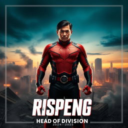 A 3D film poster titled 'RISPENG' with the subtitle 'Head of Division (2024-2025)' prominently displayed at the bottom