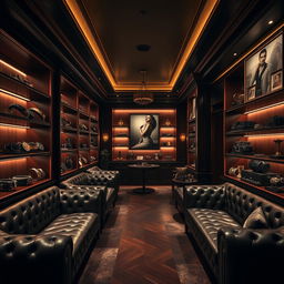A captivating background depicting a journey through a luxurious BDSM accessory club, where elegance meets sensuality
