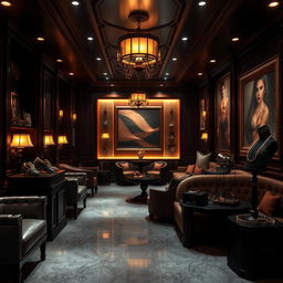 A captivating background depicting a journey through a luxurious accessory bondage club, showcasing an atmosphere rich with elegance and sophistication