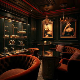 A stunning background showcasing a luxurious accessory bondage club, designed with an air of elegance and sophistication