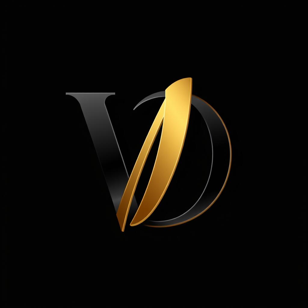 A sleek and modern logo design featuring the letters 'VD' elegantly intertwined