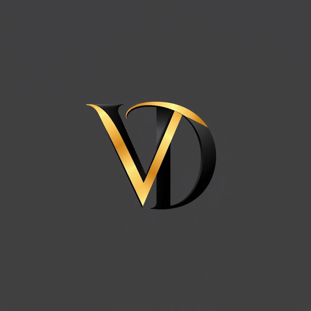 A sleek and modern logo design featuring the letters 'VD' creatively intertwined