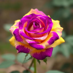A beautiful intense violet rose with vibrant yellow undertones