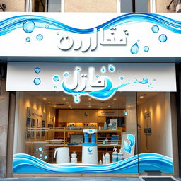 A vibrant storefront for a shop specializing in the sale and maintenance of home water filter devices, named 'أوركيدا' in Arabic