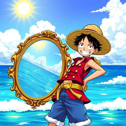 A stylized anime illustration of Monkey D