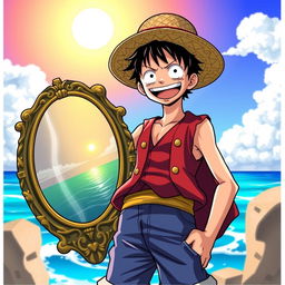 A stylized anime illustration of Monkey D