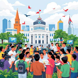 A vibrant representation of Philippine media showcasing its functions and role in a democratic society
