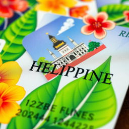 A detailed close-up of a Philippine identification card, showcasing vibrant colors and intricate designs