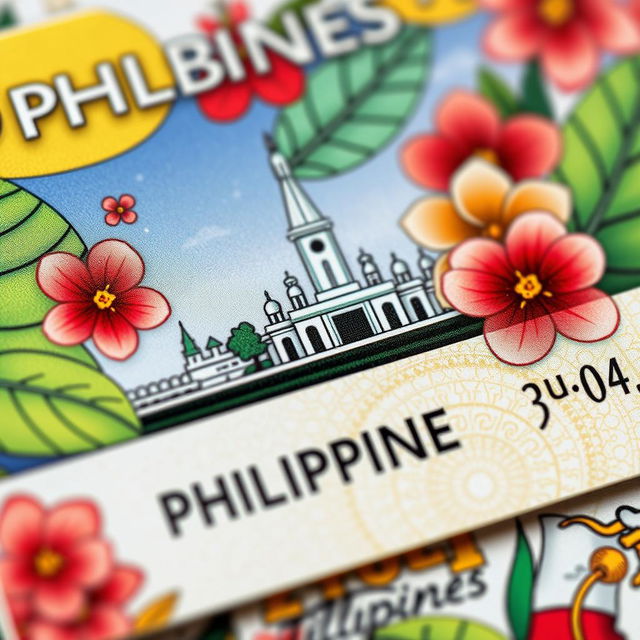 A detailed close-up of a Philippine identification card, showcasing vibrant colors and intricate designs