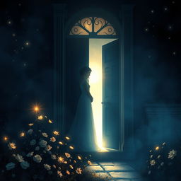A romantic and tragic night scene illustrating a poetic moment of longing and love