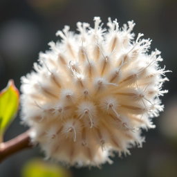 A highly detailed and vibrant close-up of a beautiful and healthy flower known as a "pussy willow," showcasing its soft, fluffy catkins