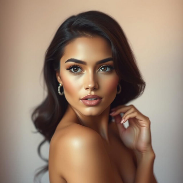 A beauty with captivating features and an alluring pose, embodying elegance and confidence
