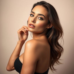 A beauty with captivating features and an alluring pose, embodying elegance and confidence