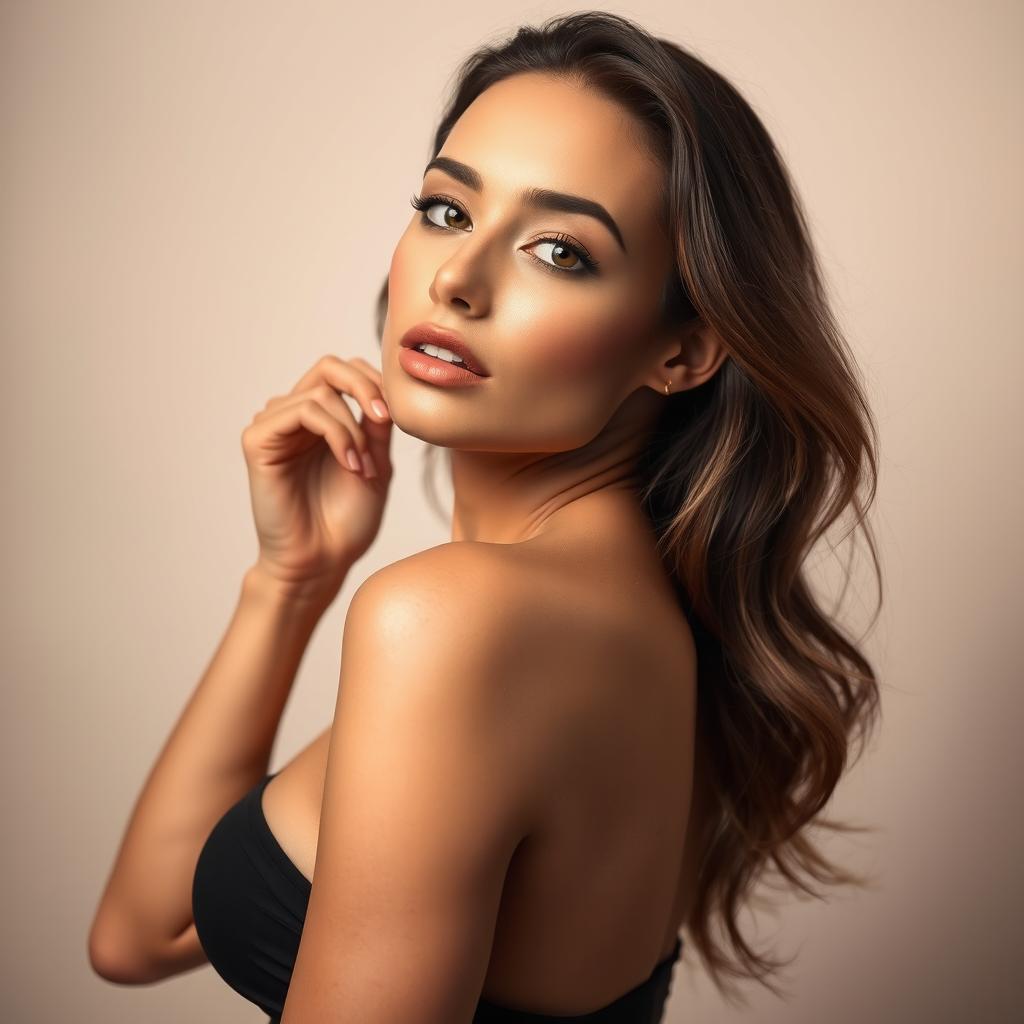 A beauty with captivating features and an alluring pose, embodying elegance and confidence