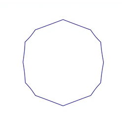 A simple polygon with 15 sides, also known as a pentadecagon
