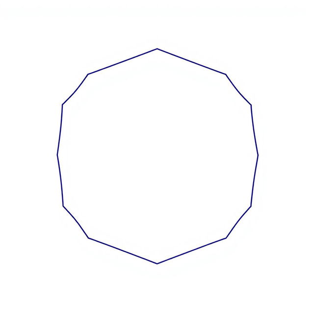 A simple polygon with 15 sides, also known as a pentadecagon