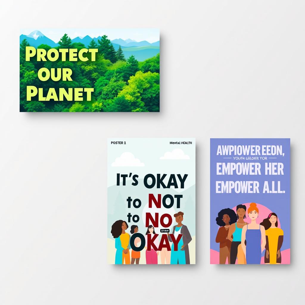 A series of three eye-catching poster designs for awareness campaigns