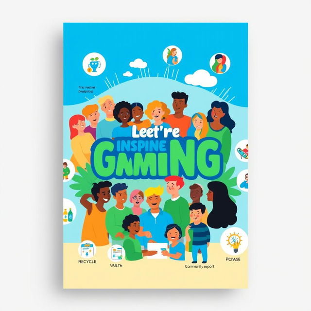 A vibrant and eye-catching poster design for an awareness campaign, featuring a diverse group of people from various backgrounds engaged in a community activity