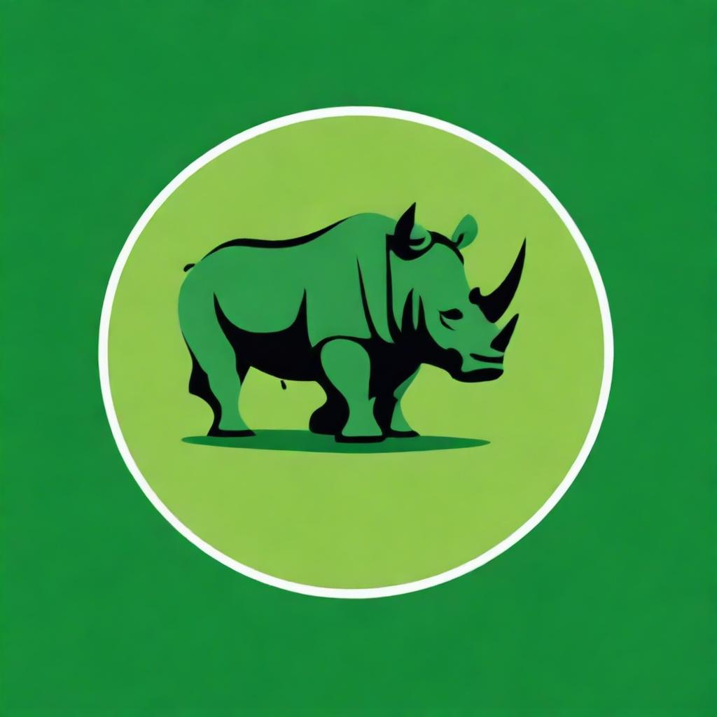 A high-quality digital art image of an emblem, featuring a green rhino (badak hijau)