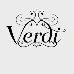 A beautifully styled graphic representation of the name 'Verdi', prominently displayed in bold black typography