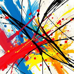 An abstract digital action painting, featuring vibrant splashes of color in a whirlwind of energy