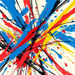 An abstract digital action painting, featuring vibrant splashes of color in a whirlwind of energy