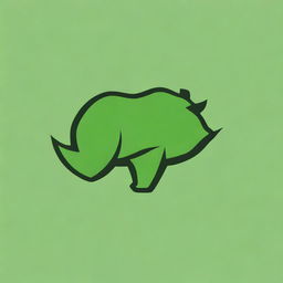 A revised version of the digital art image featuring a simpler, more minimalist design of the green rhino emblem