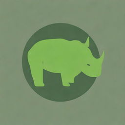 A revised version of the digital art image featuring a simpler, more minimalist design of the green rhino emblem